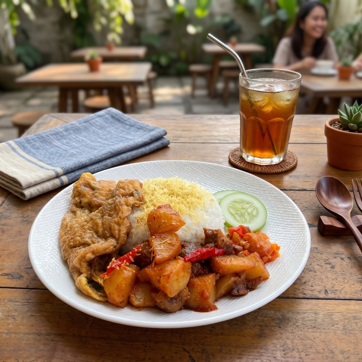 Nasi Endog + Kentang Ati Ampela